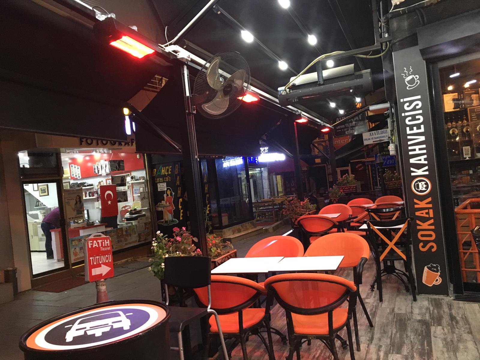 Kafe Isıtıcıları, Kafe Isıtma, Kafe Isıtma Sistemi, Halojen Isıtıcılar, İnfrared Kafe Isıtıcılar, Outdoor Isıtıcılar, IPX4, Su Korumalı Isıtıcılar, Açıkalan Isıtıcılar, Dış Ortam Isıtıcılar, 